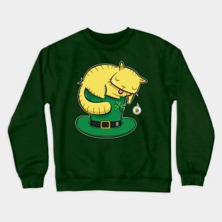 Dreaming Beer Cat Leprechaun Hat St Patricks Day Crewneck Sweatshirt